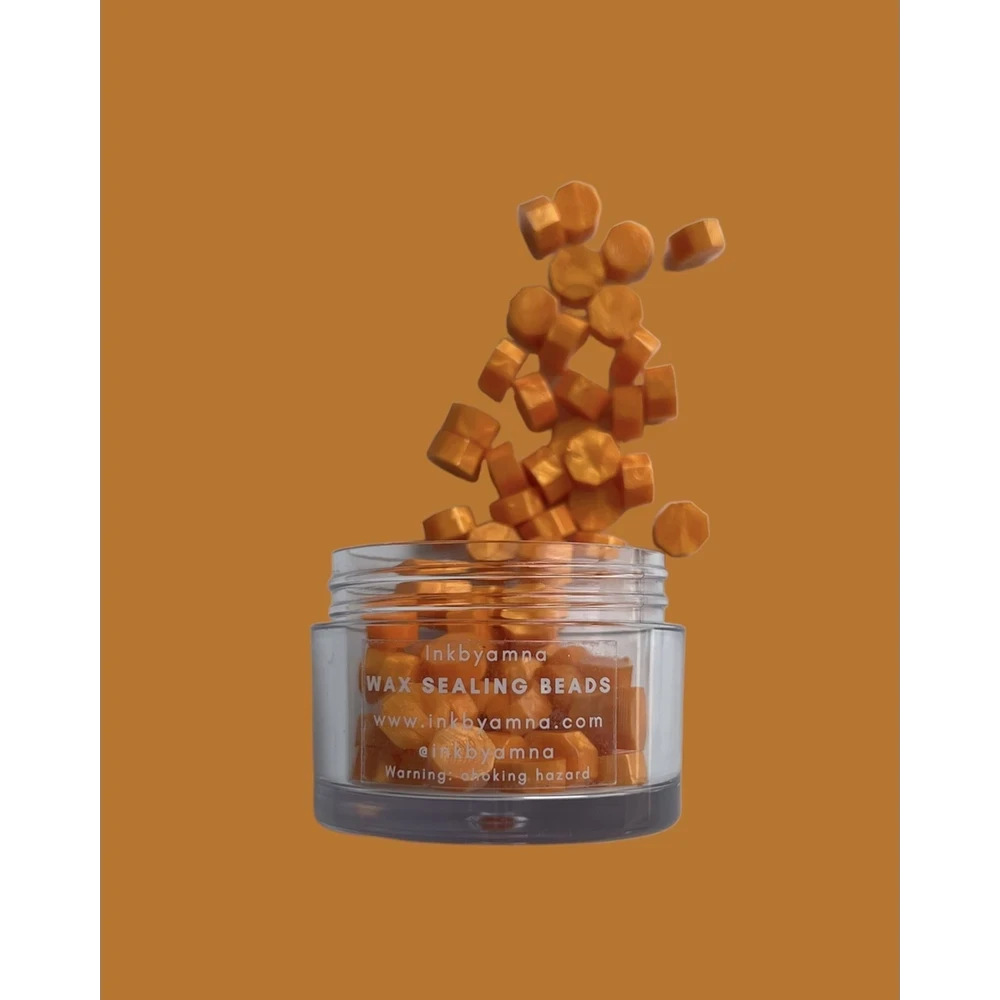 Orange Metallic Wax Beads