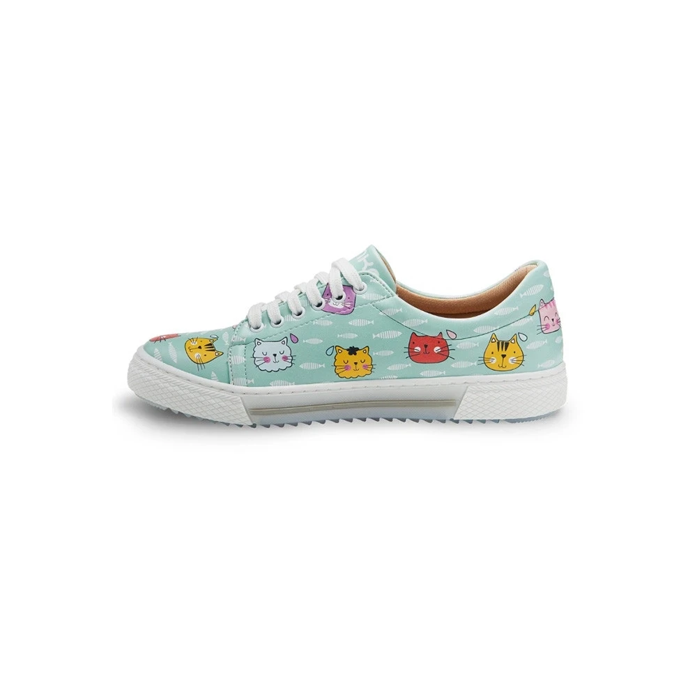 Meow Cats Green Sneakers