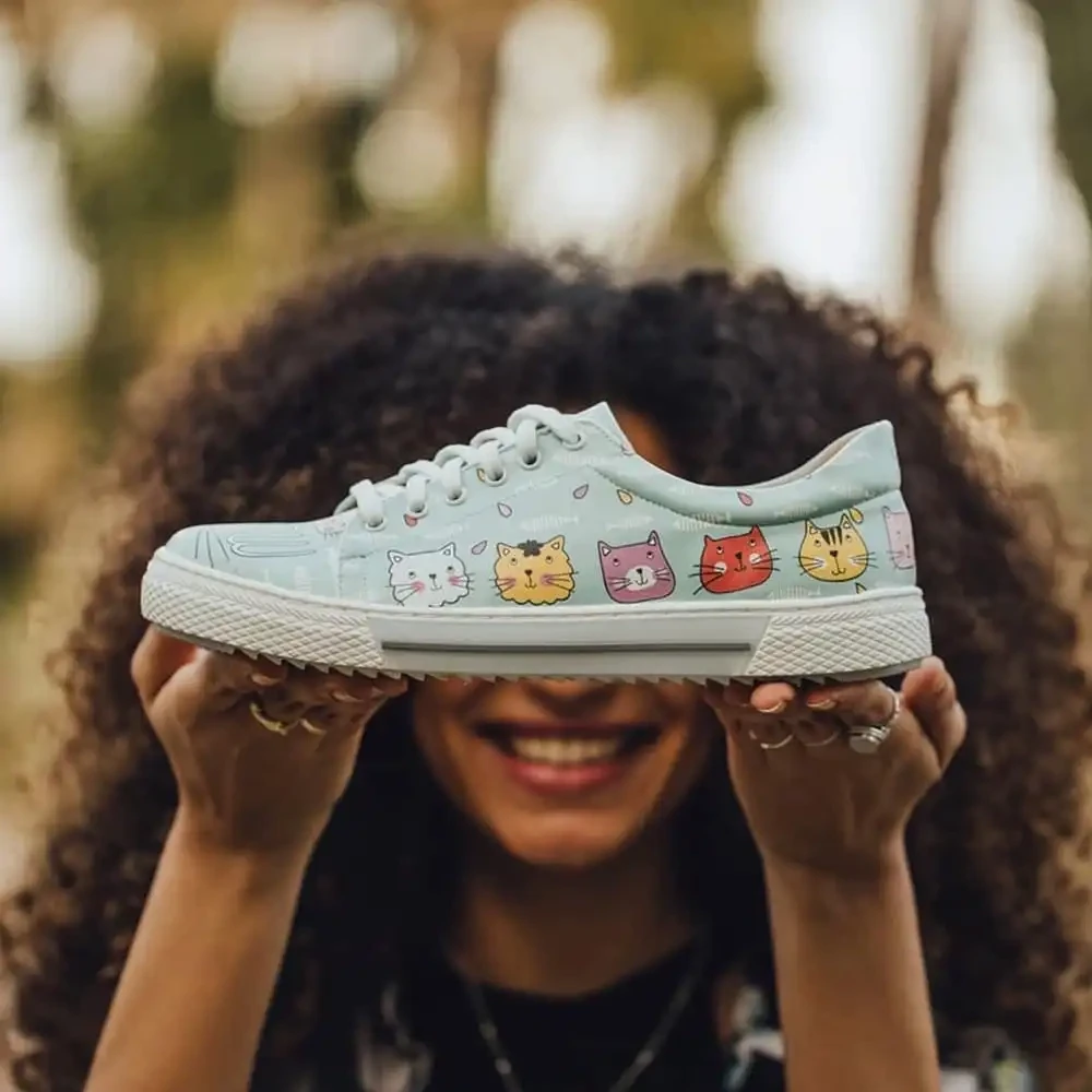 Meow Cats Green Sneakers