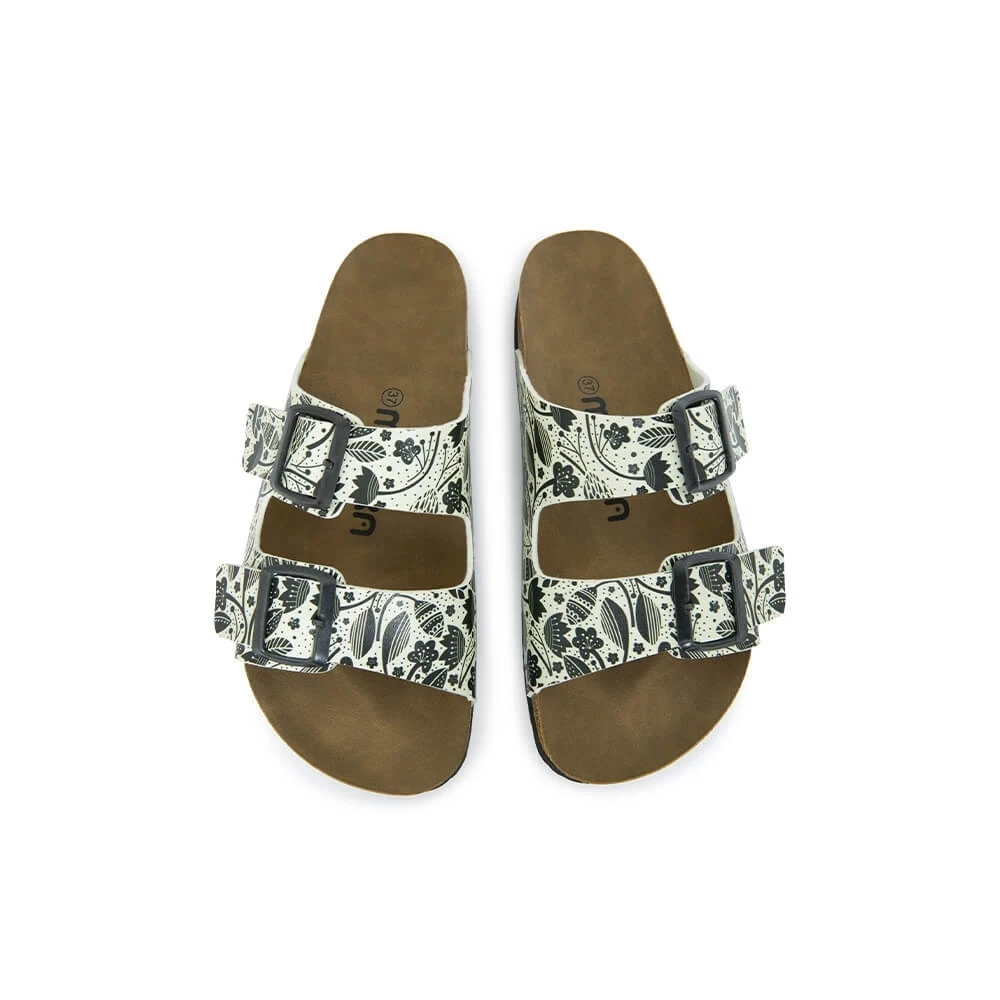 Flowers in Black and White Sandals