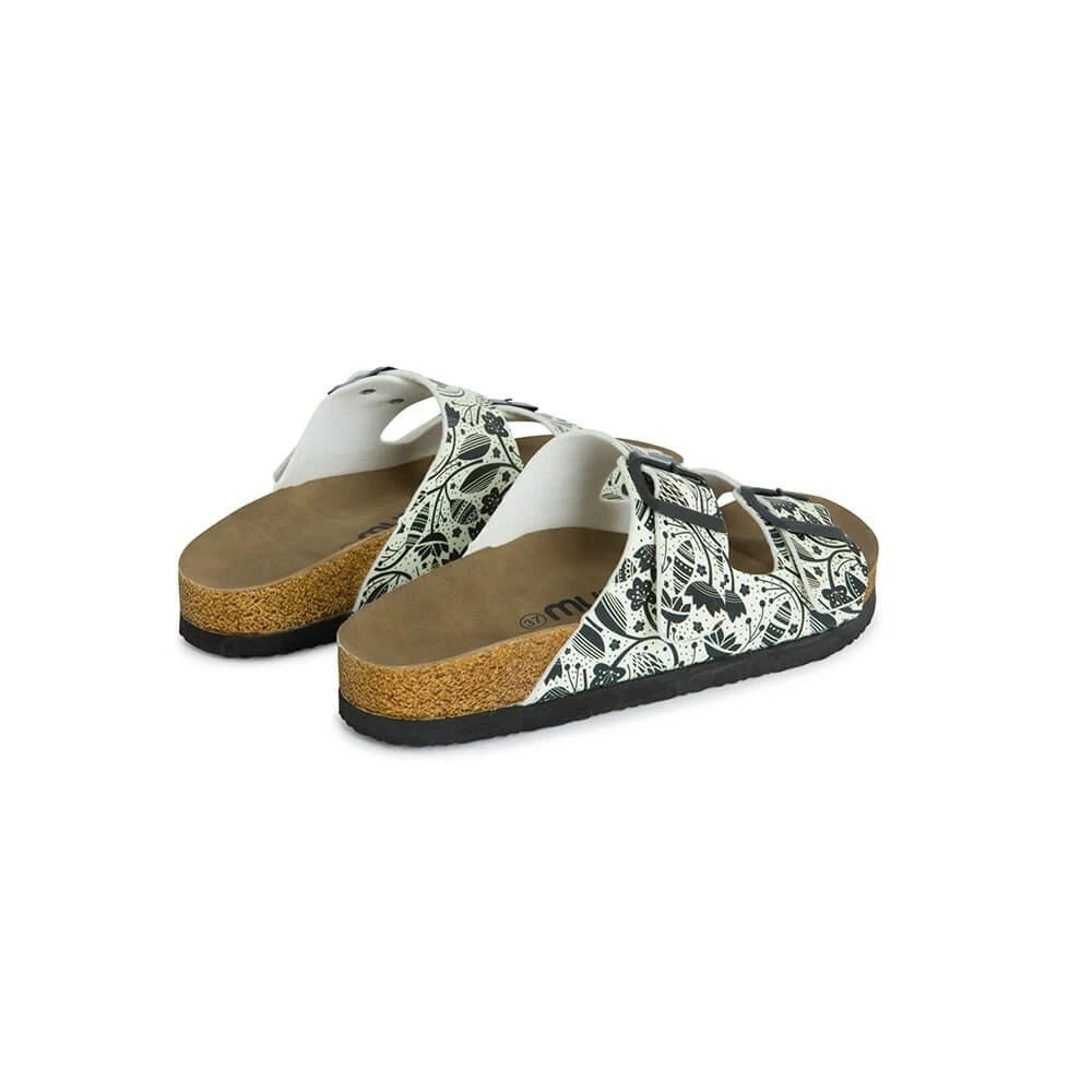 Flowers in Black and White Sandals