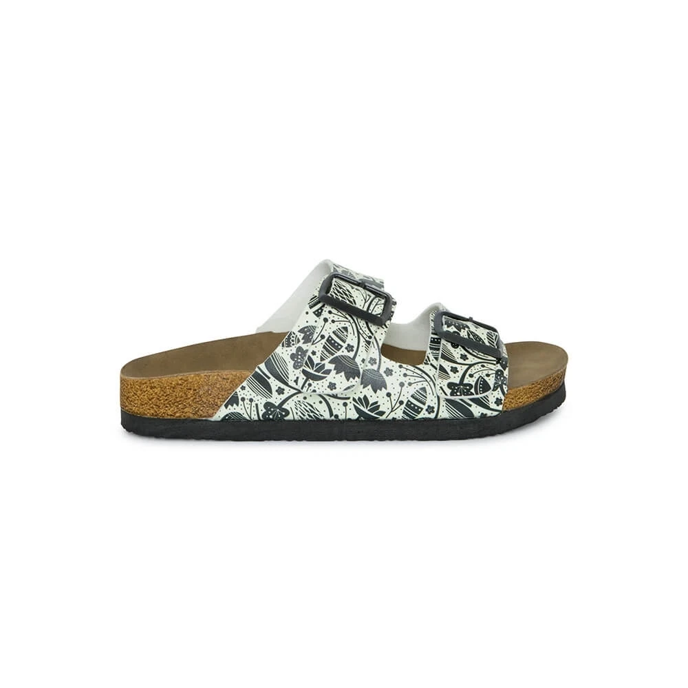 Flowers in Black and White Sandals