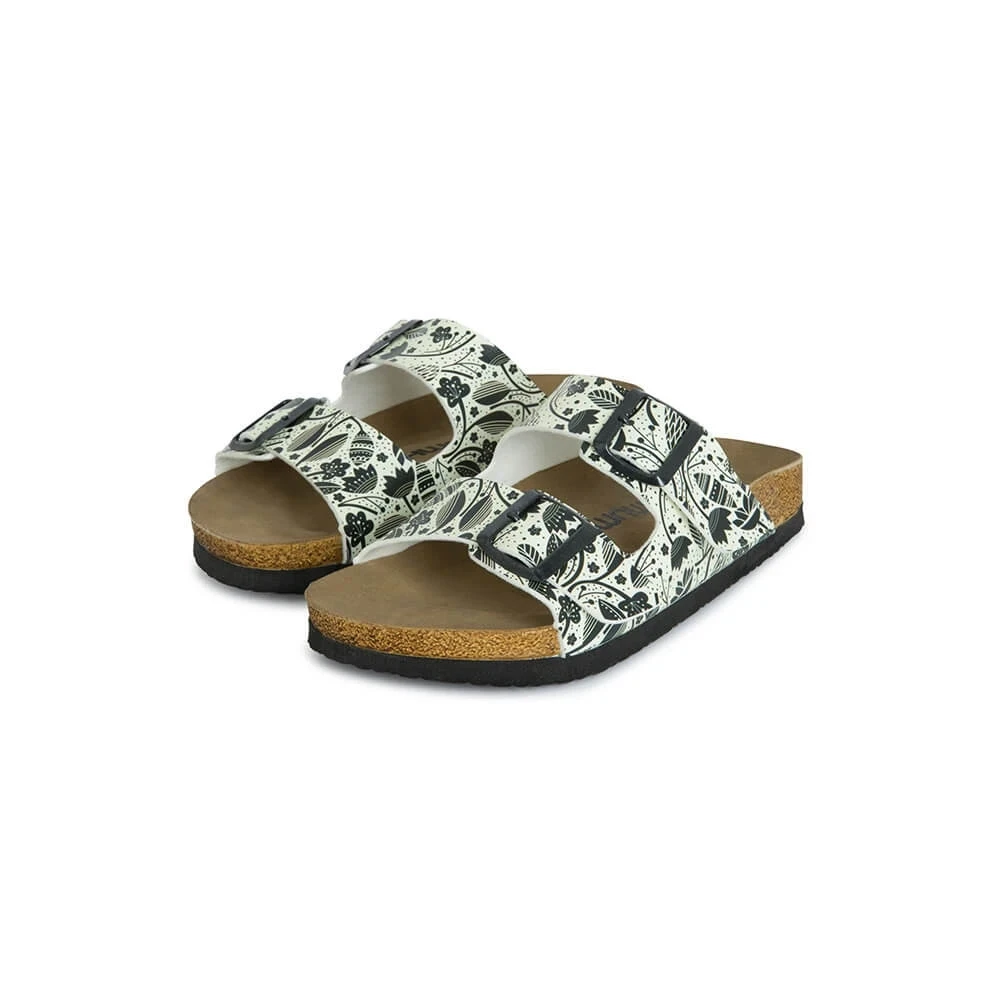 Flowers in Black and White Sandals