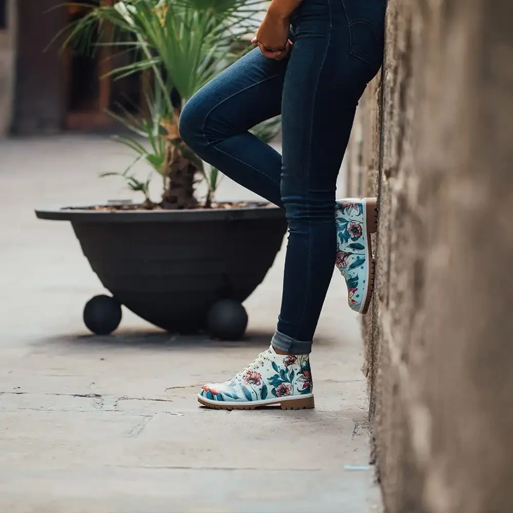 Flowers on Green Boots