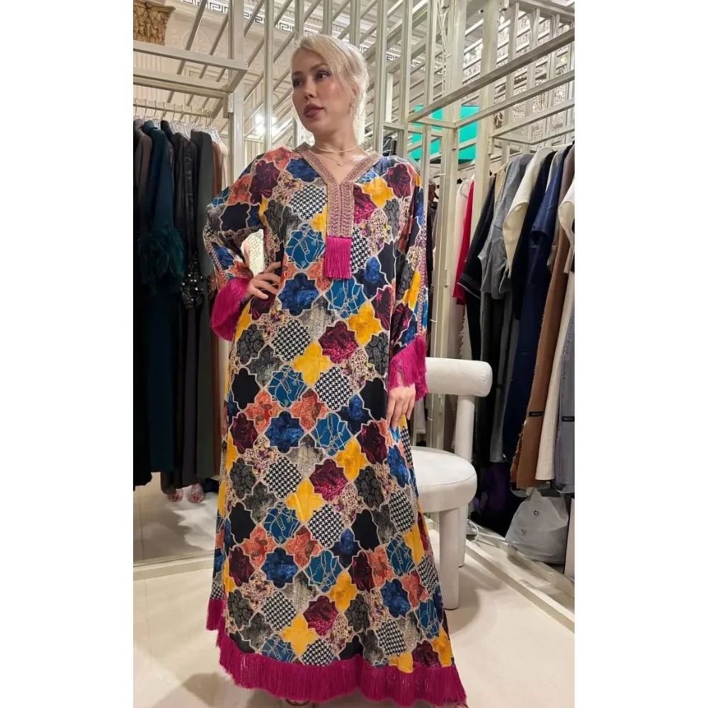 Silk with beads and tassels in hand