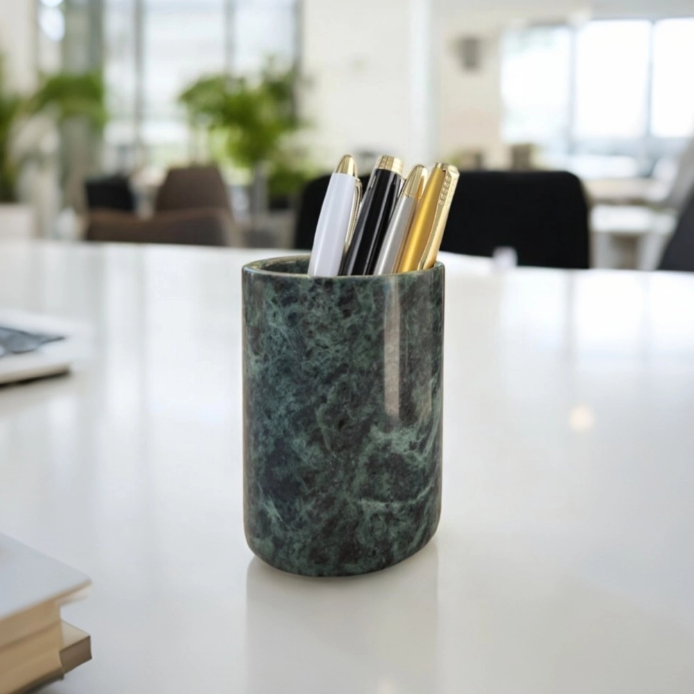 Pen Holder - Green Marble