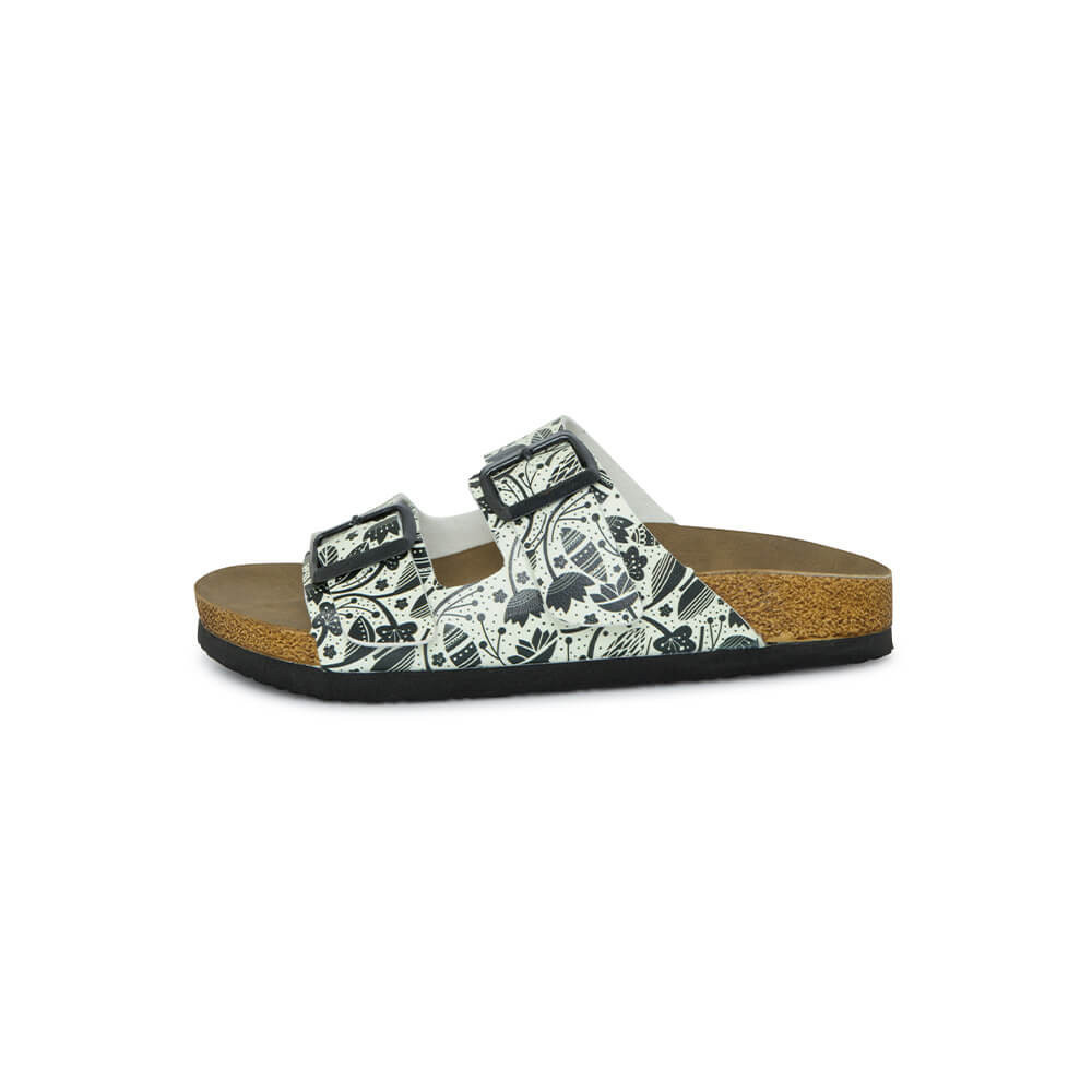 Flowers in Black and White Sandals